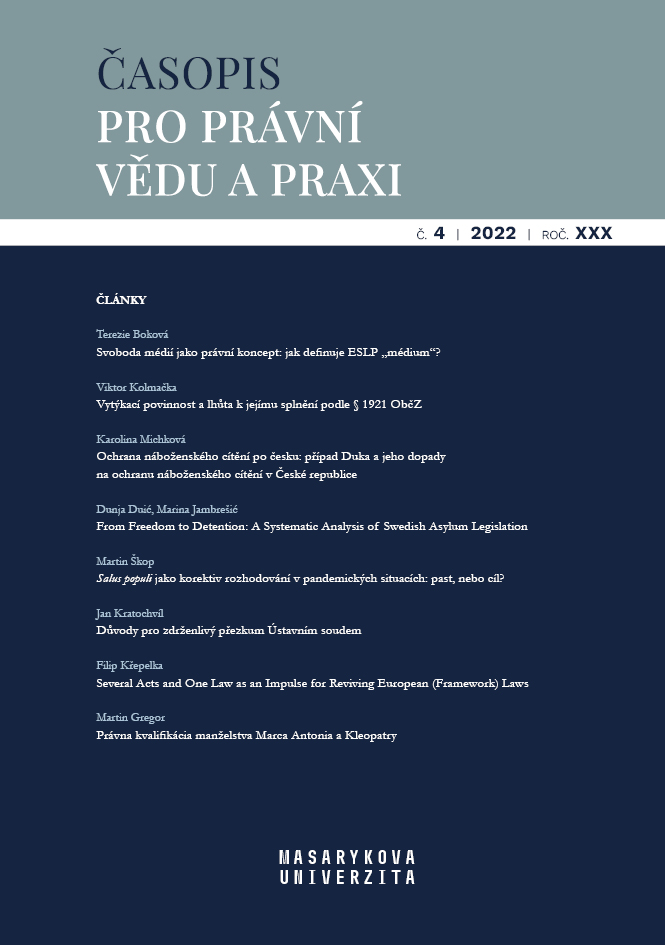 Ochrana náboženského cítění po česku: případ Duka a jeho dopady na ochranu náboženského cítění v České republice