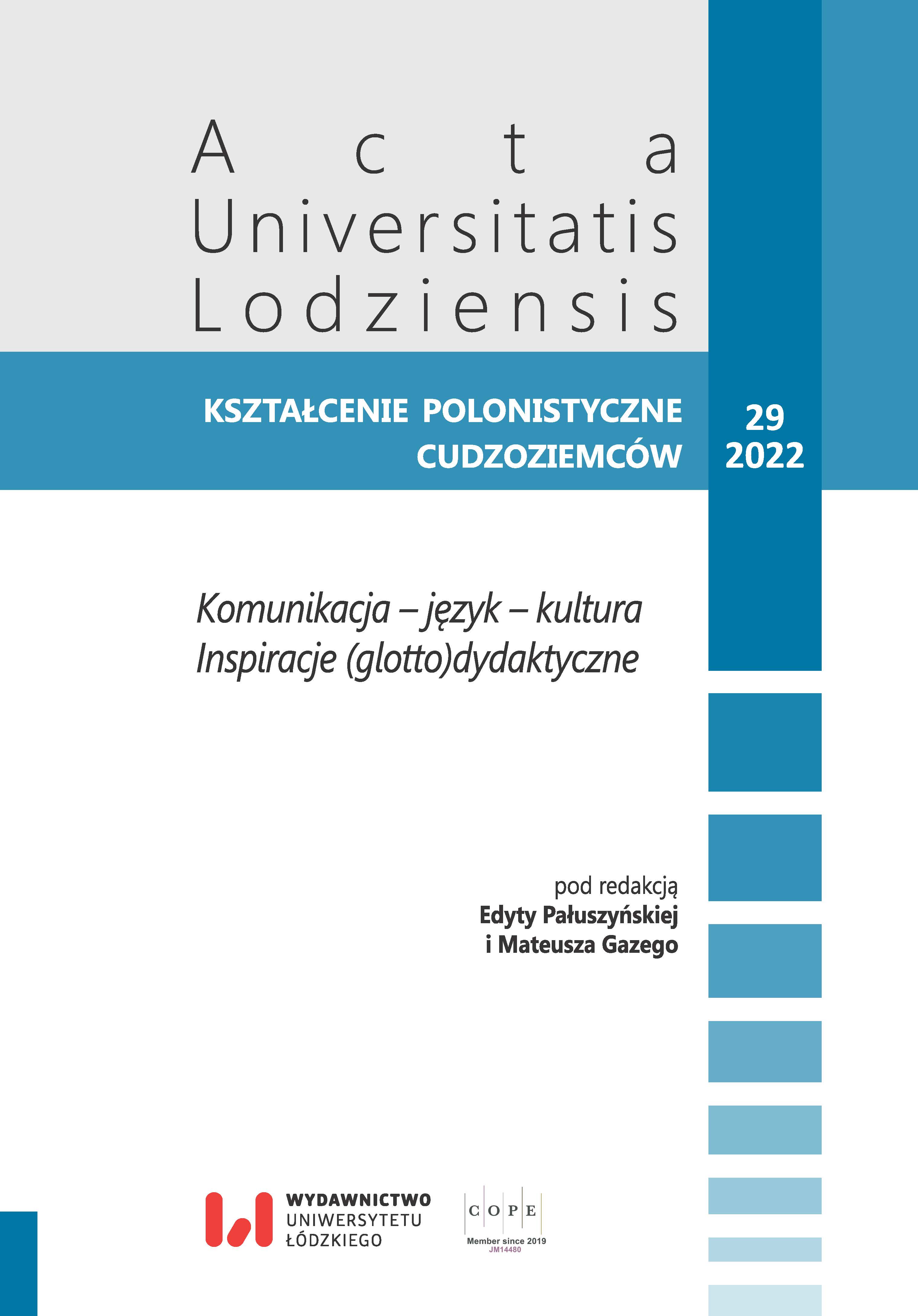 Reportage as a Genre of Speech in Teaching Polish as a Foreign Language (as Illustrated by the Works of Ryszard Kapuściński) Cover Image