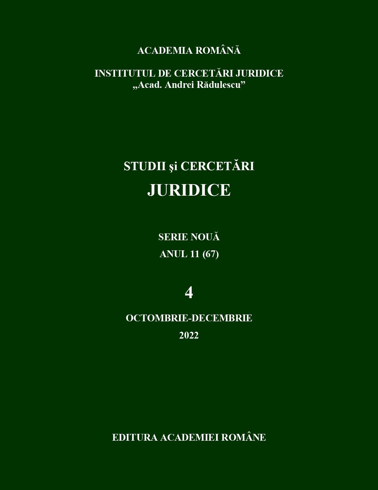 Revue internationale de Criminologie et police tehnique et scientifique, nr. 4/2021, Geneva, publicație a Asociației Criminologilor de Limbă franceză (AICLF)