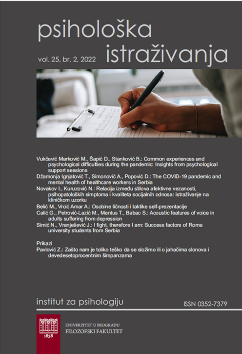 The relationship between attachment styles, psychopathology and quality of social interaction: A study on a clinical sample Cover Image