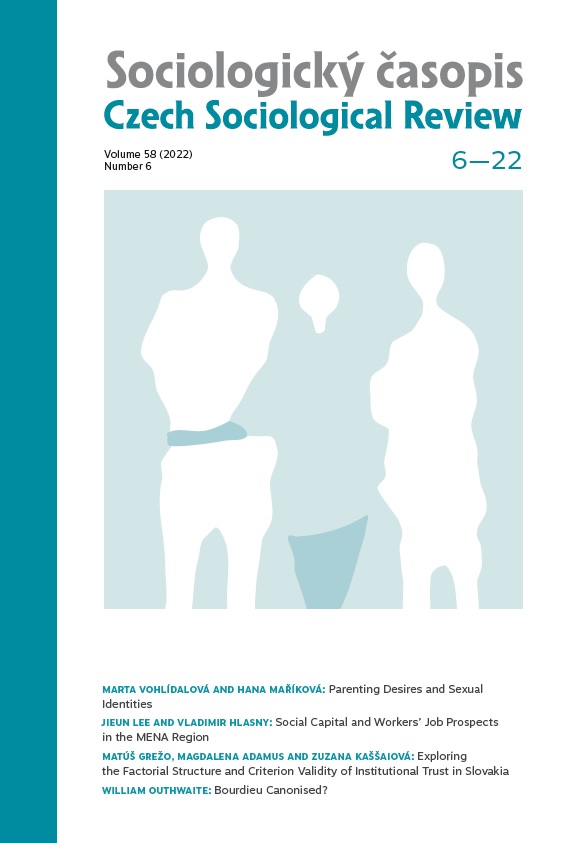 Exploring the Factorial Structure and Criterion Validity of Institutional Trust in Slovakia Cover Image