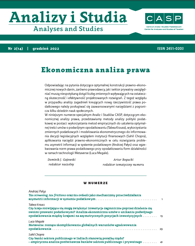 Tax Screening, Tax Frictions, and Tax Ordeals as Mechanisms for Prevention of Information Asymmetry in the Tax System Cover Image