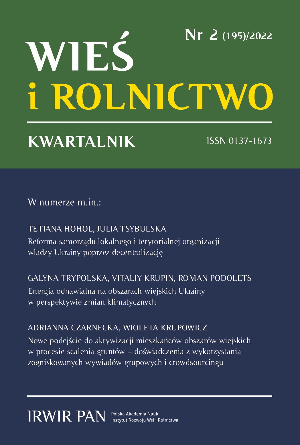 Five Debates for the Fiftieth Anniversary of the Institute of Rural and Agricultural Development of the Polish Academy of Sciences – Report by the Young Scholars Cover Image