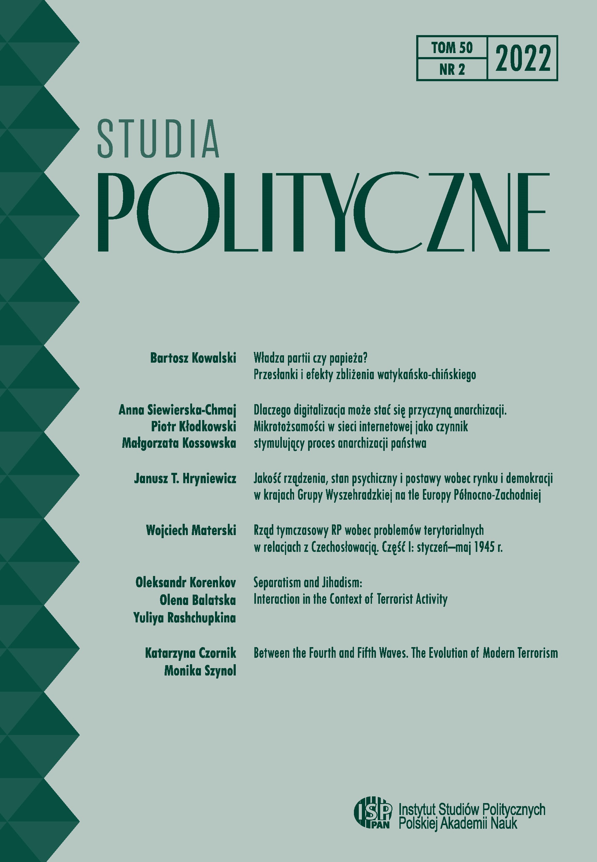 The Provisional Government of the Republic of Poland in the Face of Territorial Problems in Relations with Czechoslovakia. Part II: May–June 1945 Cover Image