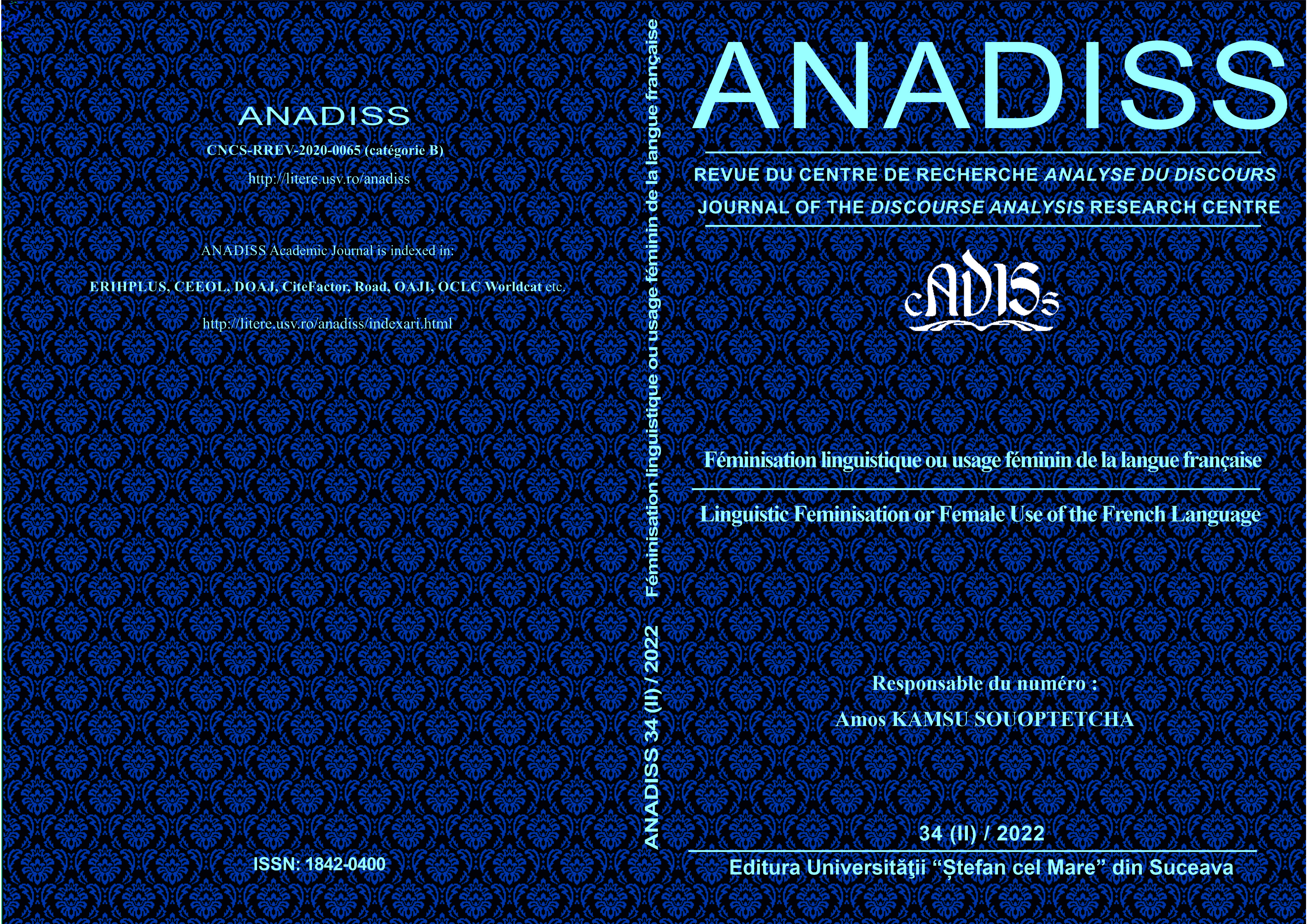 A CHIASM FACETIE OF THE FRENCH LANGUAGE: MALE VS FEMALE –
FEMININE (FEMINIZATION) VS MASCULINE Cover Image