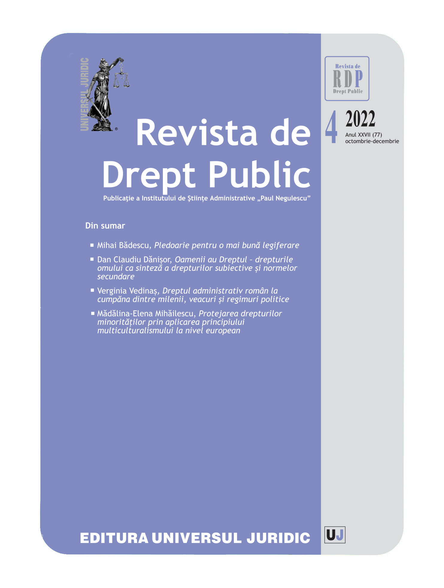 Sesiunea de comunicări științifice a Institutului de Științe Administrative „Paul Negulescu” cu tema „Viața publică sub impactul codificării. 3 ani de la adoptarea Codului administrativ”, Sibiu, 25-26 noiembrie 2022