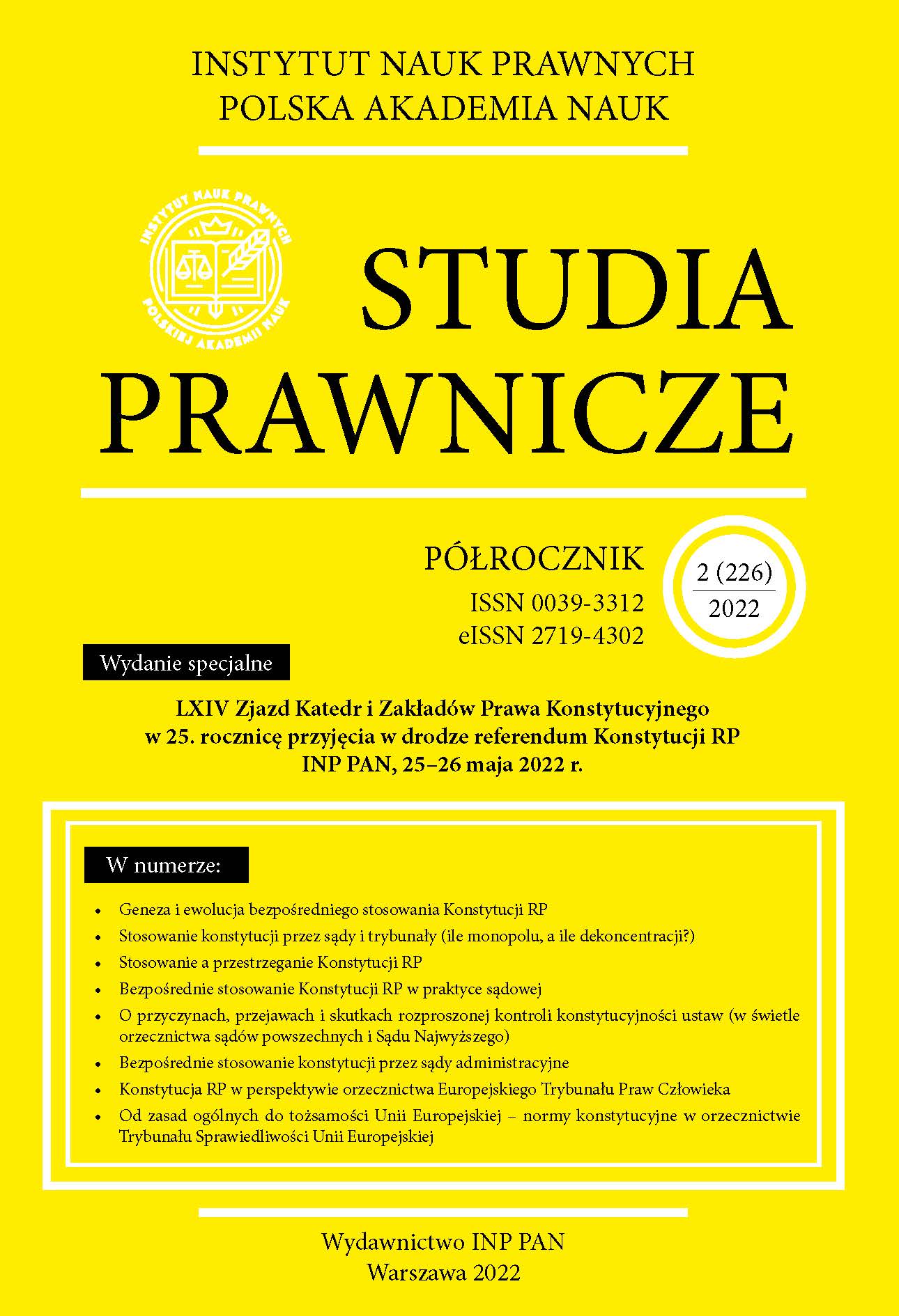 Origin and evolution of the direct application of the Constitution of the Republic of Poland Cover Image
