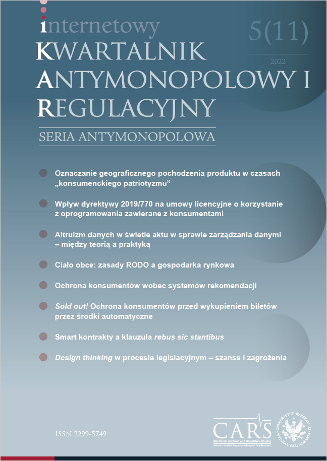 Altruizm danych
w świetle aktu w sprawie zarządzania danymi – między teorią a praktyką