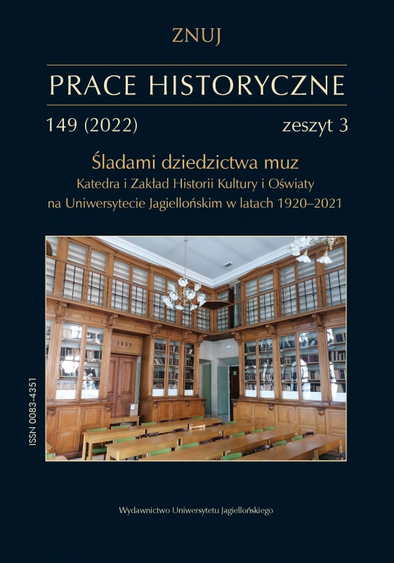 W stulecie powołania Katedry Historii Kultury na Uniwersytecie Jagiellońskim 1920–2020 Cover Image
