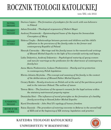 Psychological maturity of young men and women for marriage as the predicator for the observance of contemporary family law