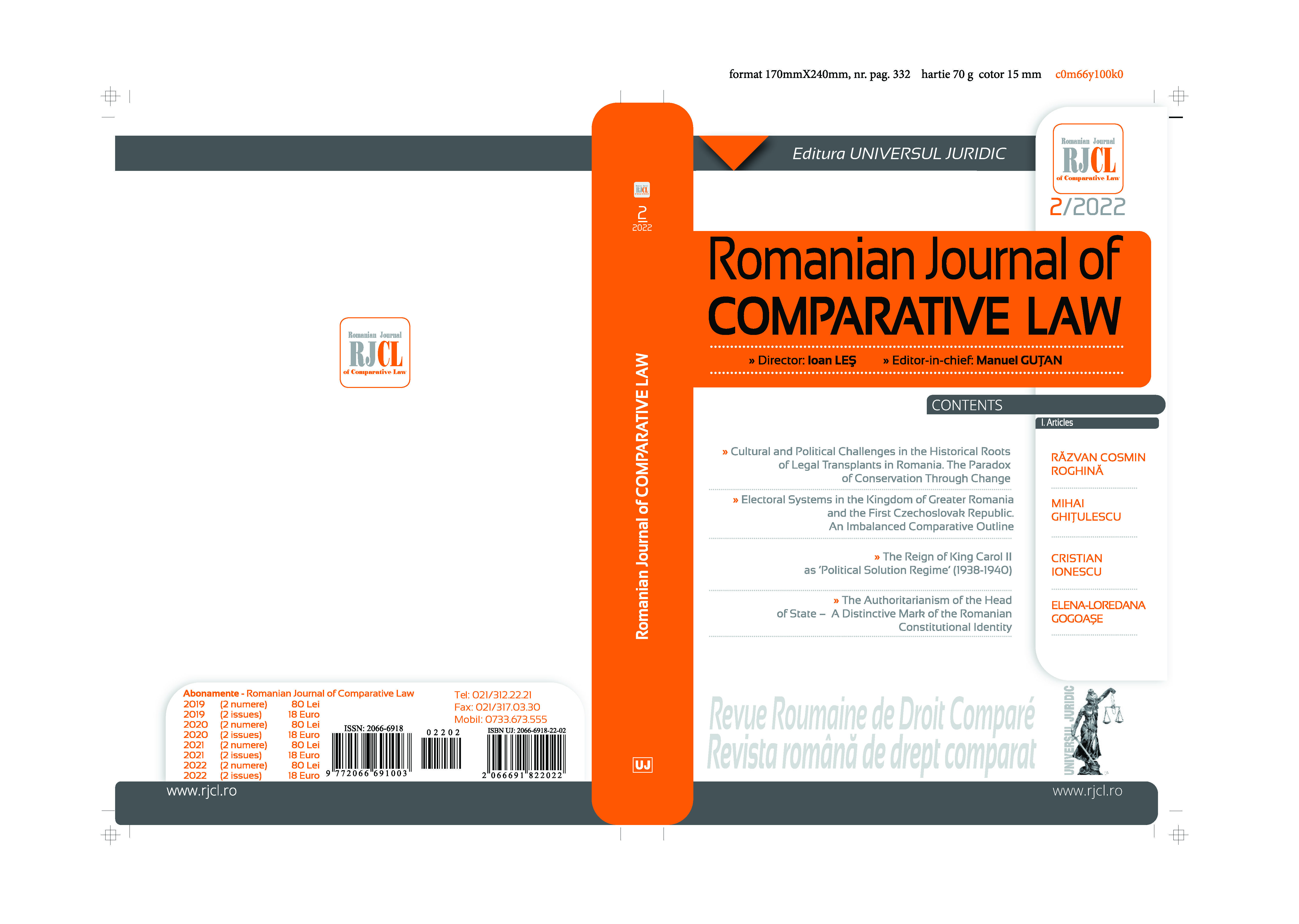 Cultural and Political Challenges in the Historical Roots of Legal Transplants in Romania. The Paradox of Conservation Through Change Cover Image