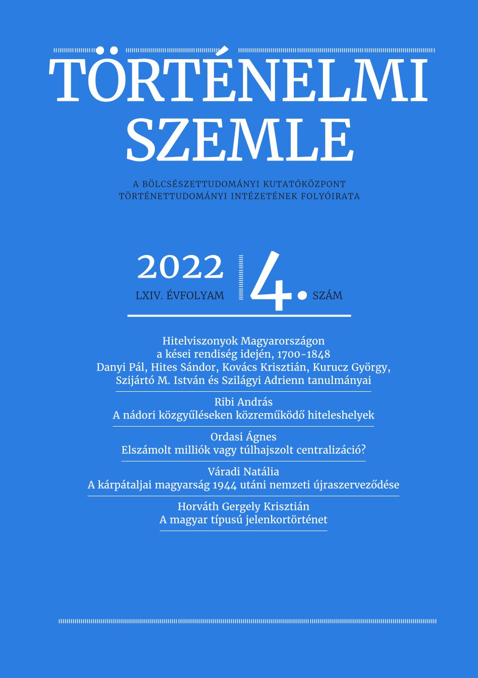 Aristoctratic Credit Transactions and the Mortgage Records of Tolna, Baranya Zala and Vas Counties at the Turn of the 18th and 19th Centuries Cover Image