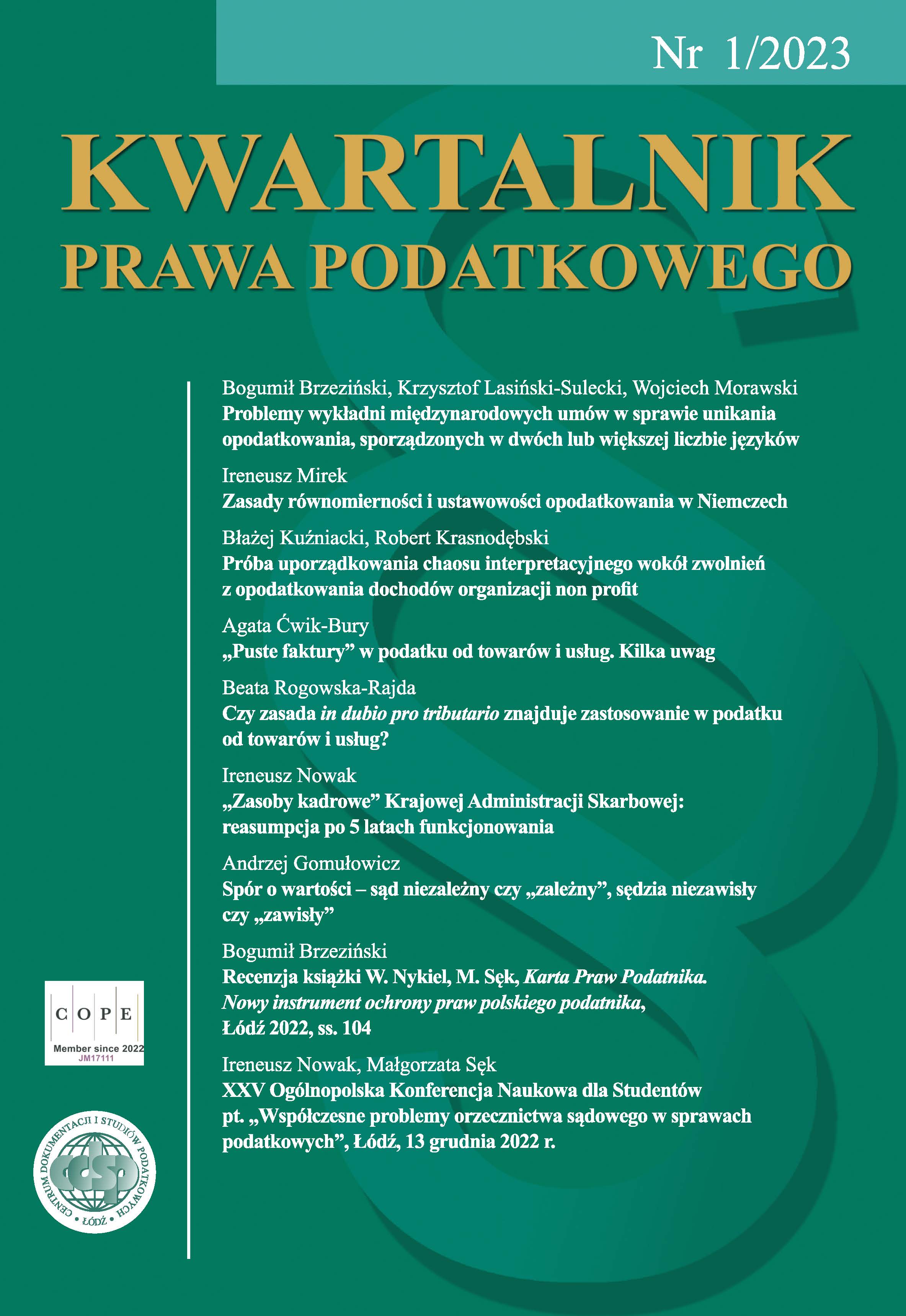 XXV National Scientific Conference for Students: „Współczesne problemy orzecznictwa sądowego w sprawach podatkowych”, Łódź, December 13, 2022. Cover Image