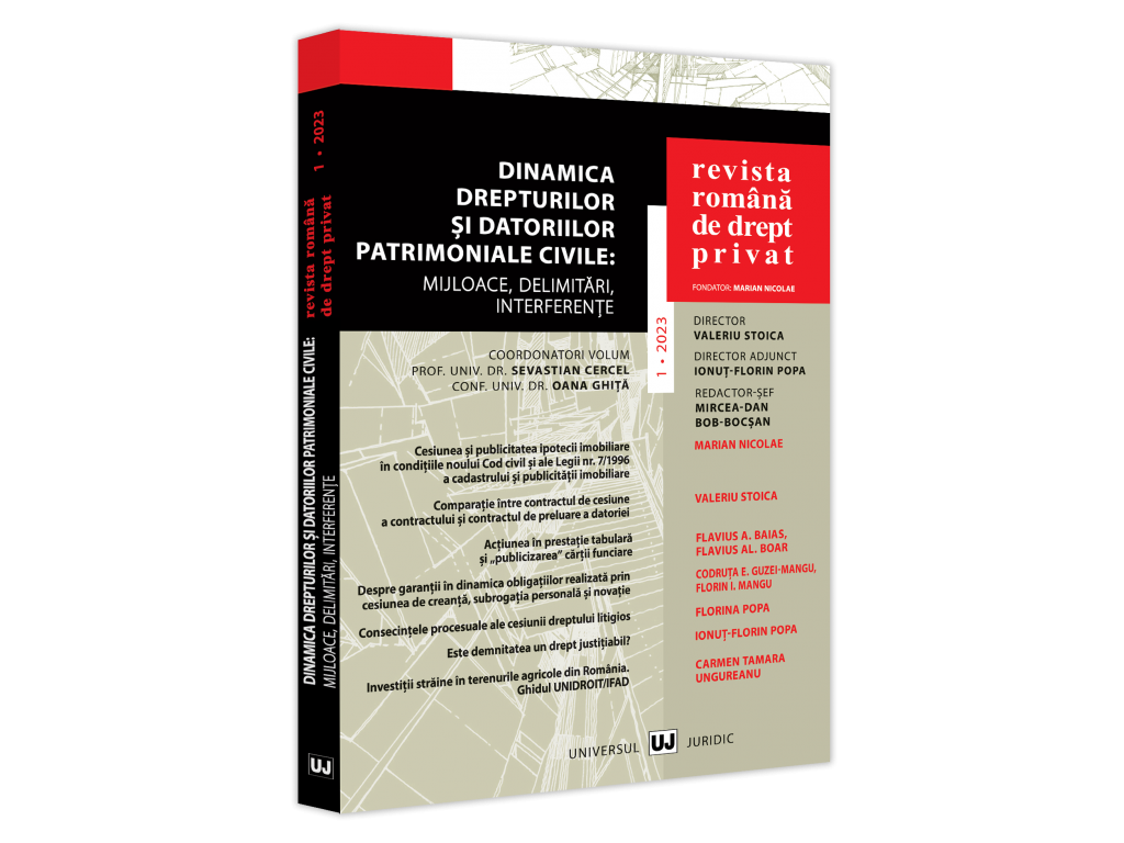 Cesiunea şi publicitatea ipotecii imobiliare în condiţiile noului Cod civil şi ale Legii nr. 7/1996 a cadastrului şi publicităţii imobiliare