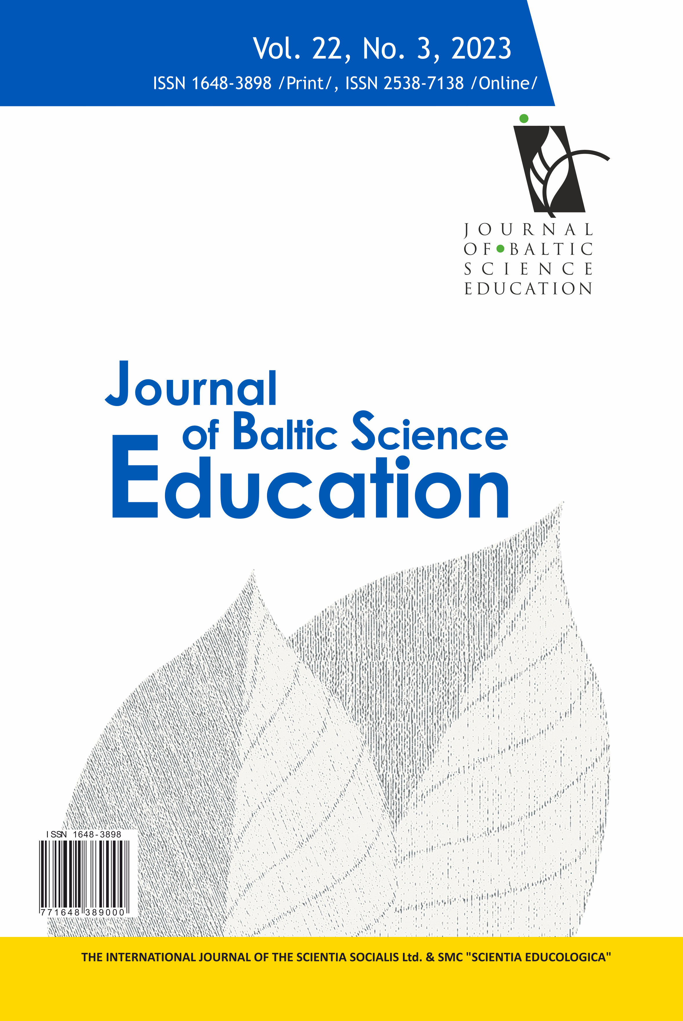 CHINESE PRE-SERVICE SCIENCE TEACHERS’ VIEWS OF THE SOCIAL RESPONSIBILITY OF SCIENTISTS AND ENGINEERS Cover Image