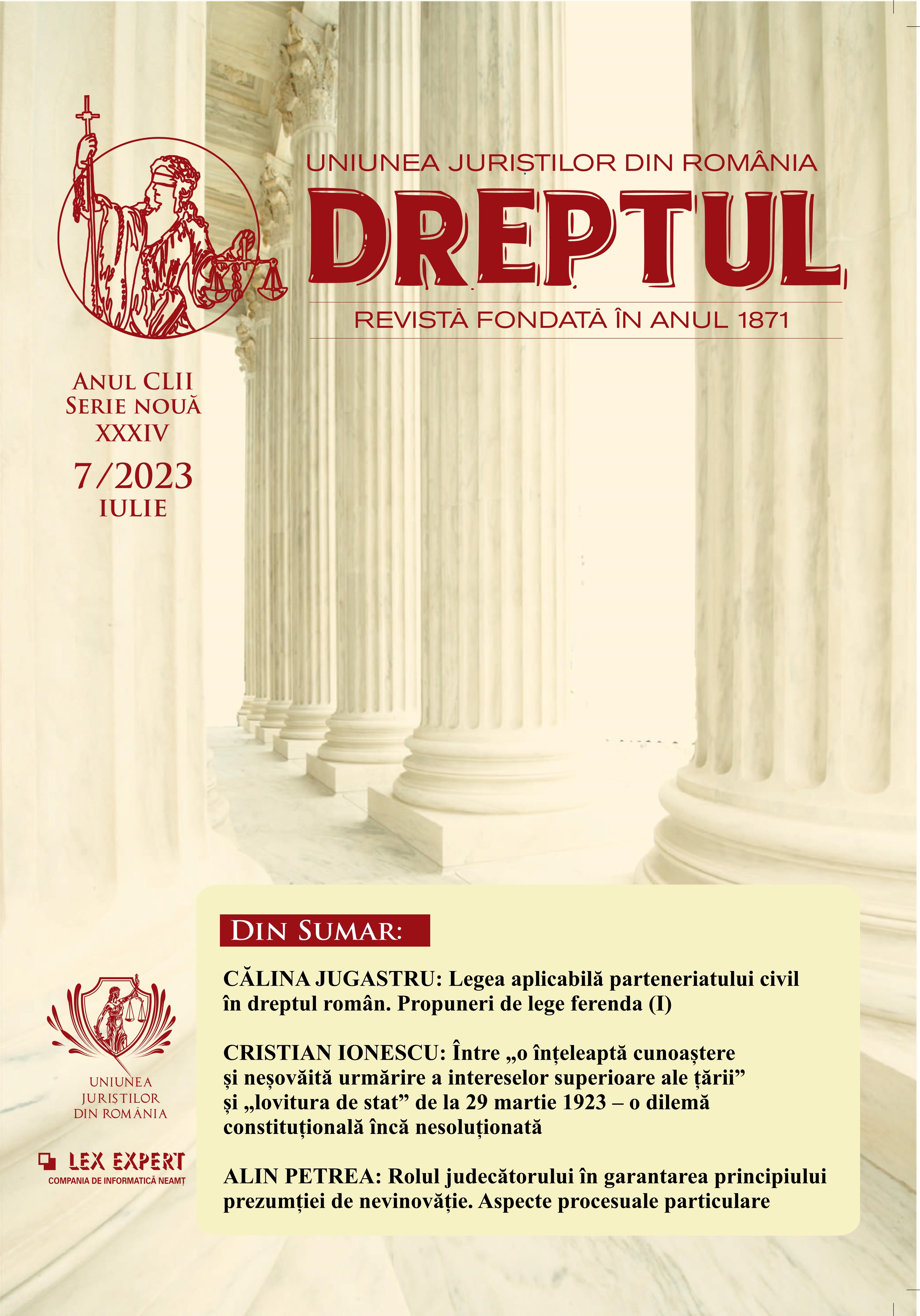 Între „o înțeleaptă cunoaștere și neșovăită urmărire a intereselor superioare ale țării” și „lovitura de stat” de la 29 martie 1923 – o dilemă constituțională încă nesoluționată