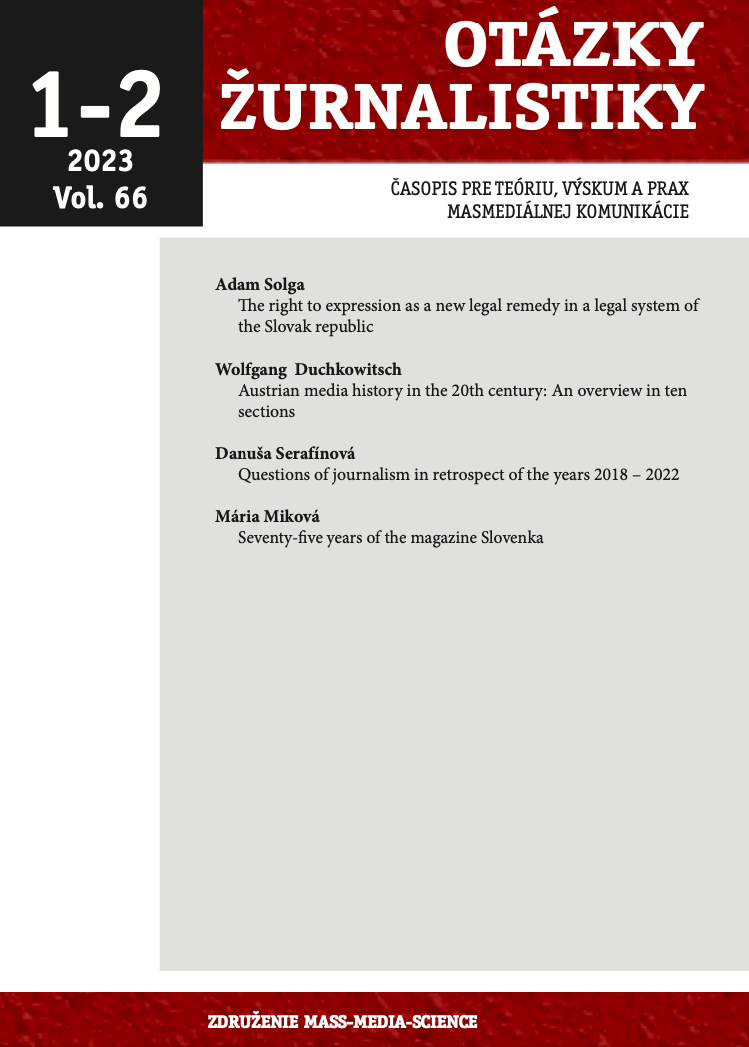 The right to expression as a new legal remedy in a legal system of the Slovak repubic Cover Image