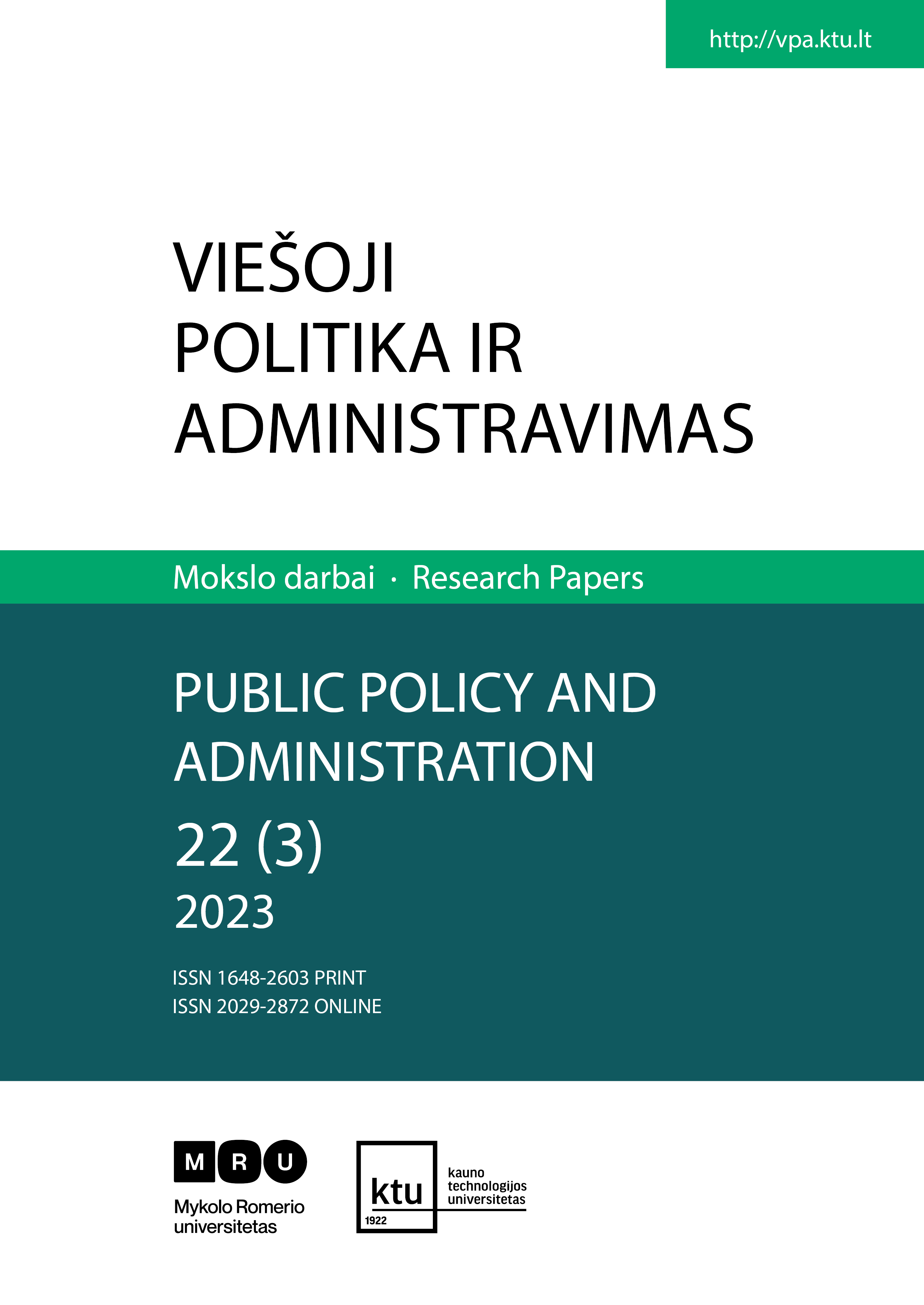 Profiles of Cognitional, Emotional, and Behavioural
Characteristics Influencing Value Systems and Public Policies