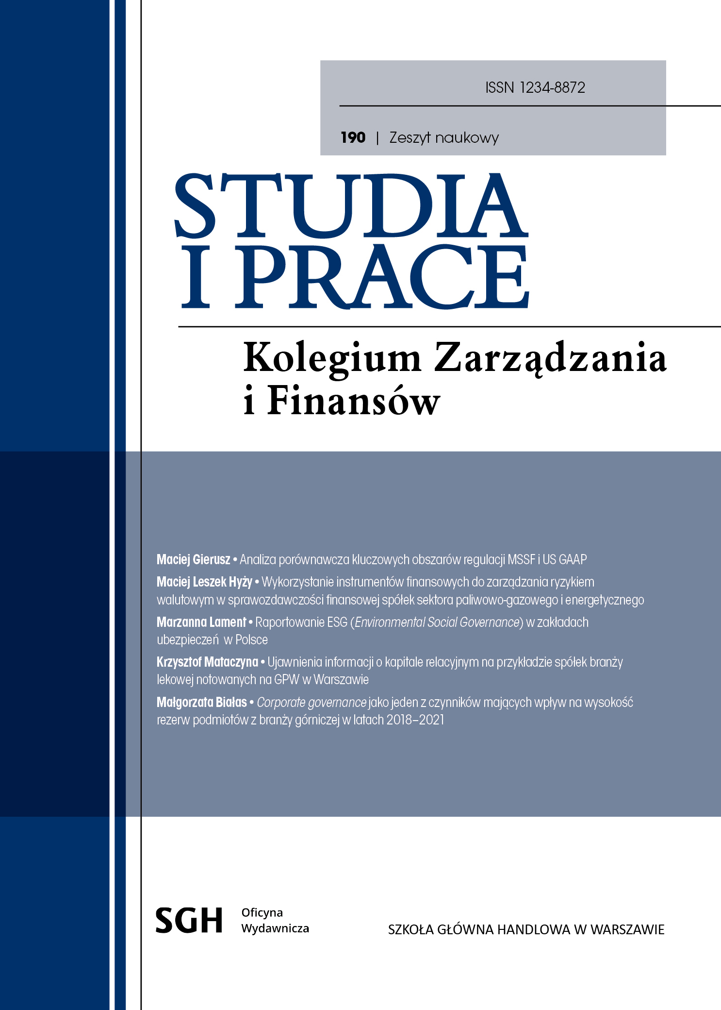 ESG (Environmental Social Governance) reporting in insurance companies in Poland Cover Image