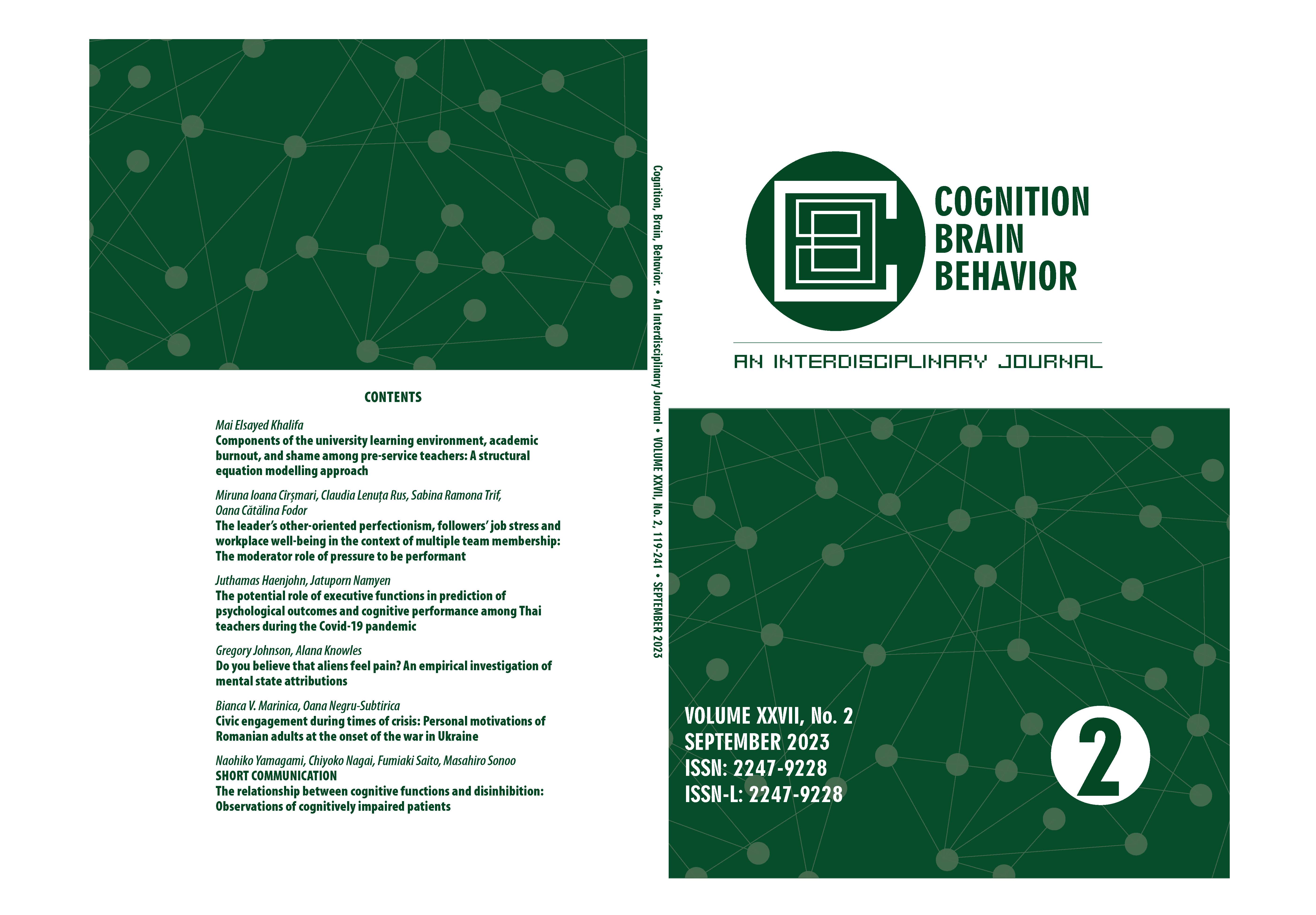 The leader’s other-oriented perfectionism, followers’ job stress and workplace well-being in the context of multiple team membership: The moderator role of pressure to be performant Cover Image