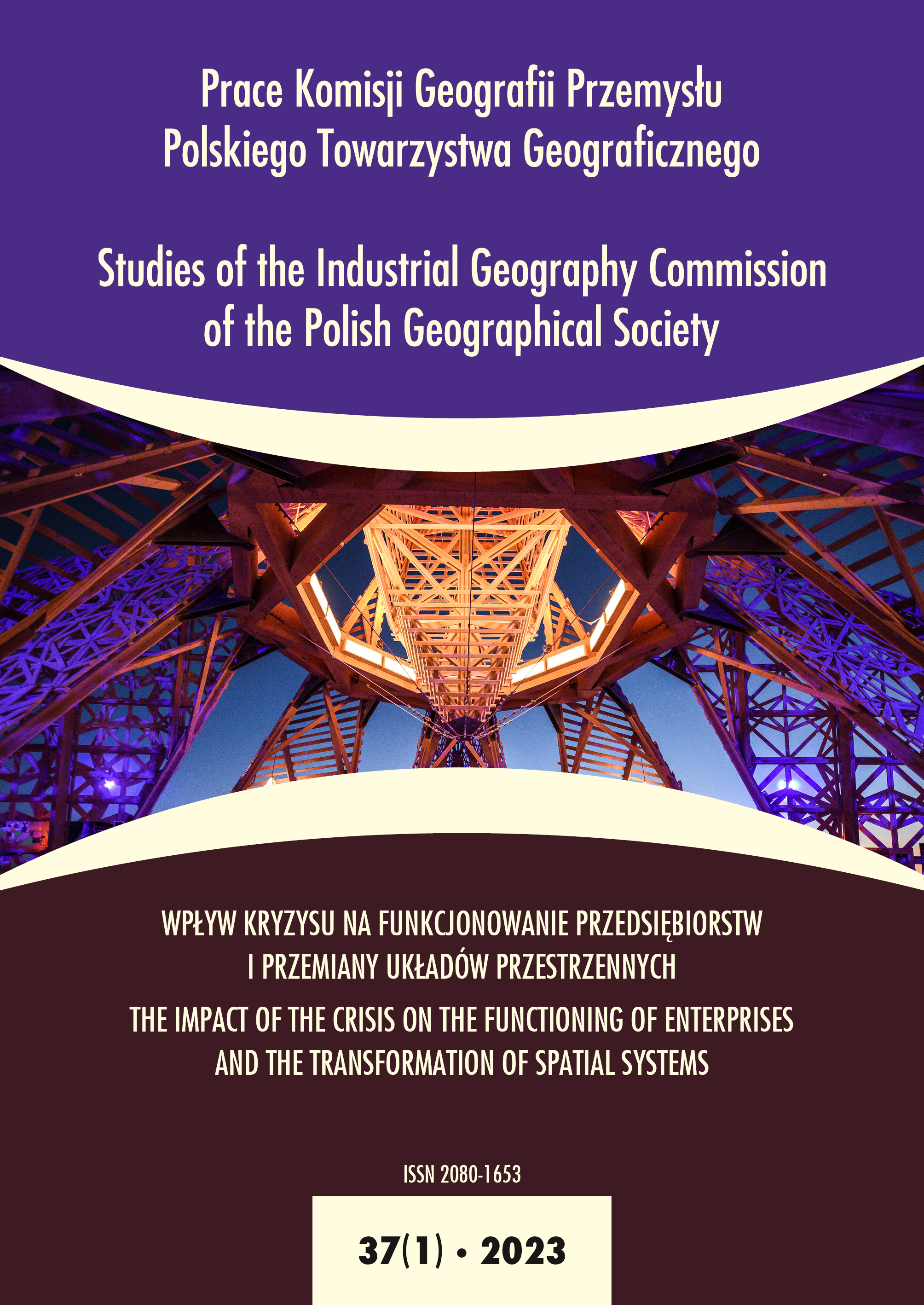 Spatial structure of industry according to R&D intensity during the economic crisis. An example of changes taking place in the Krakow and Wroclaw agglomerations during 2018–2021 Cover Image