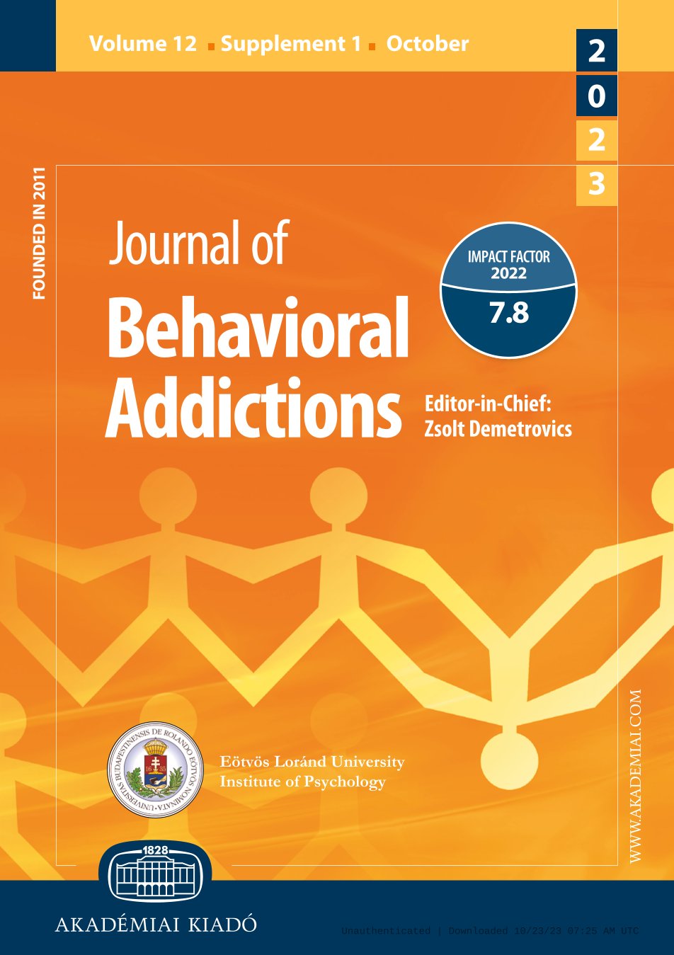 8th International Conference on Behavioral Addictions (ICBA 2023) August 23–25, 2023 Incheon, South Korea Cover Image