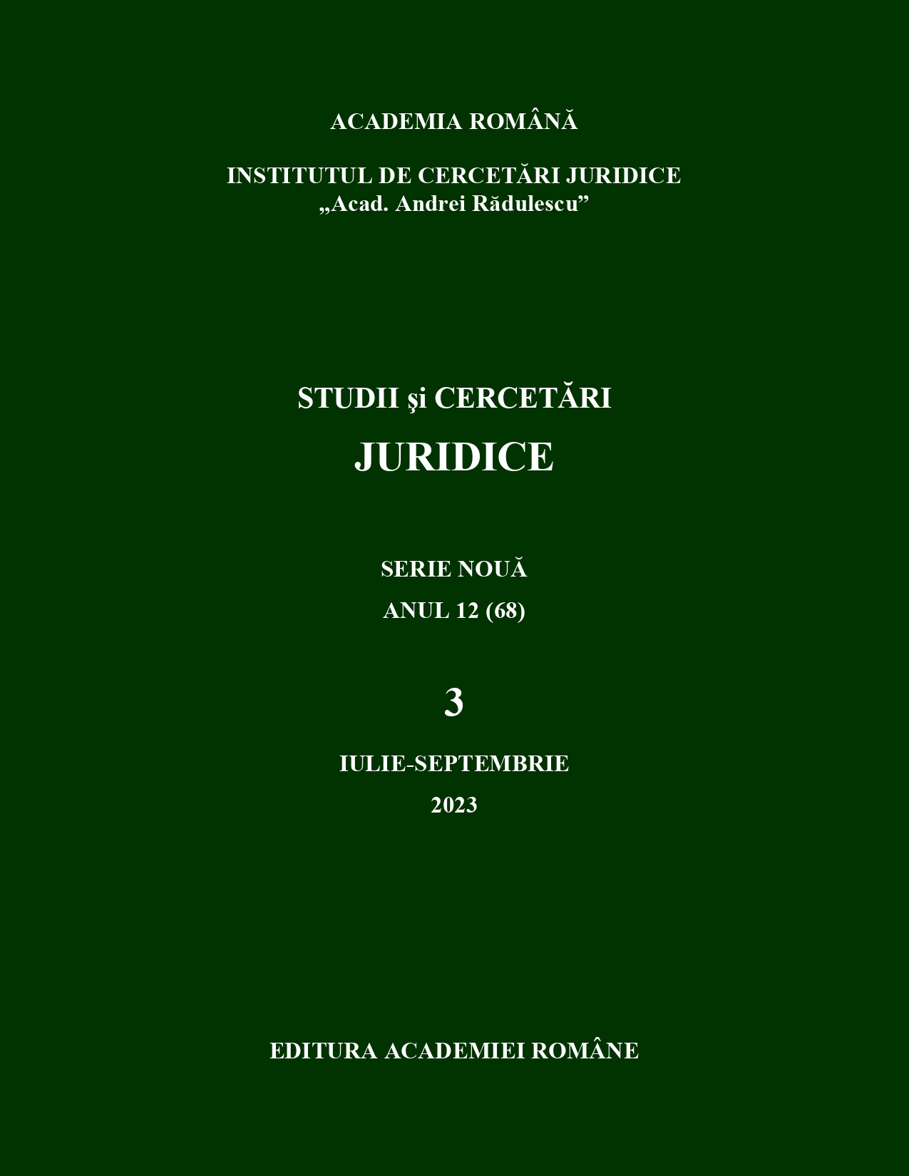 Milestones on the Route of Redefining the Prescription of Criminal Liability in the Romanian Legislative System (II) Cover Image