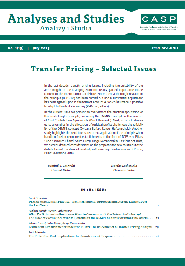Permanent Establishments under the Pillars: The Relevance of a Transfer Pricing Analysis