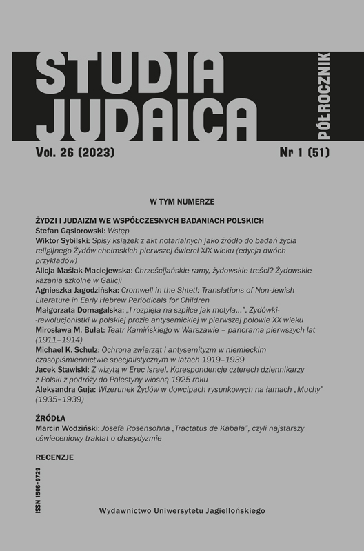 Ochrona zwierząt i antysemityzm w niemieckim czasopiśmiennictwie specjalistycznym w latach 1919–1939