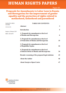 Proposals for Amendments to Labor Laws in Bosnia and Herzegovina for the improvement of gender equality and the protection of rights related to motherhood, fatherhood and parenthood Cover Image