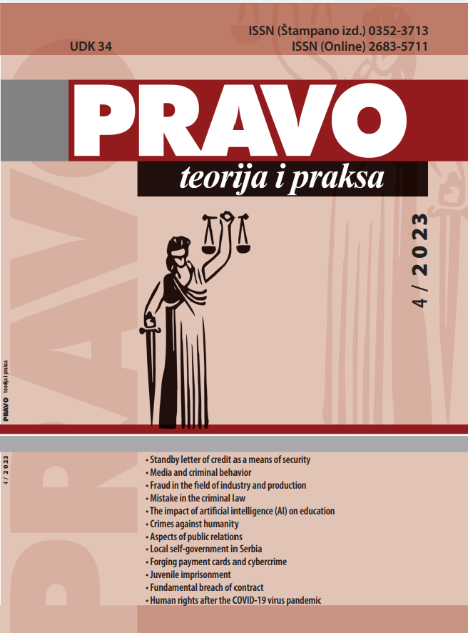 MISTAKE IN THE CRIMINAL LAW OF THE REPUBLIC OF SERBIA Cover Image