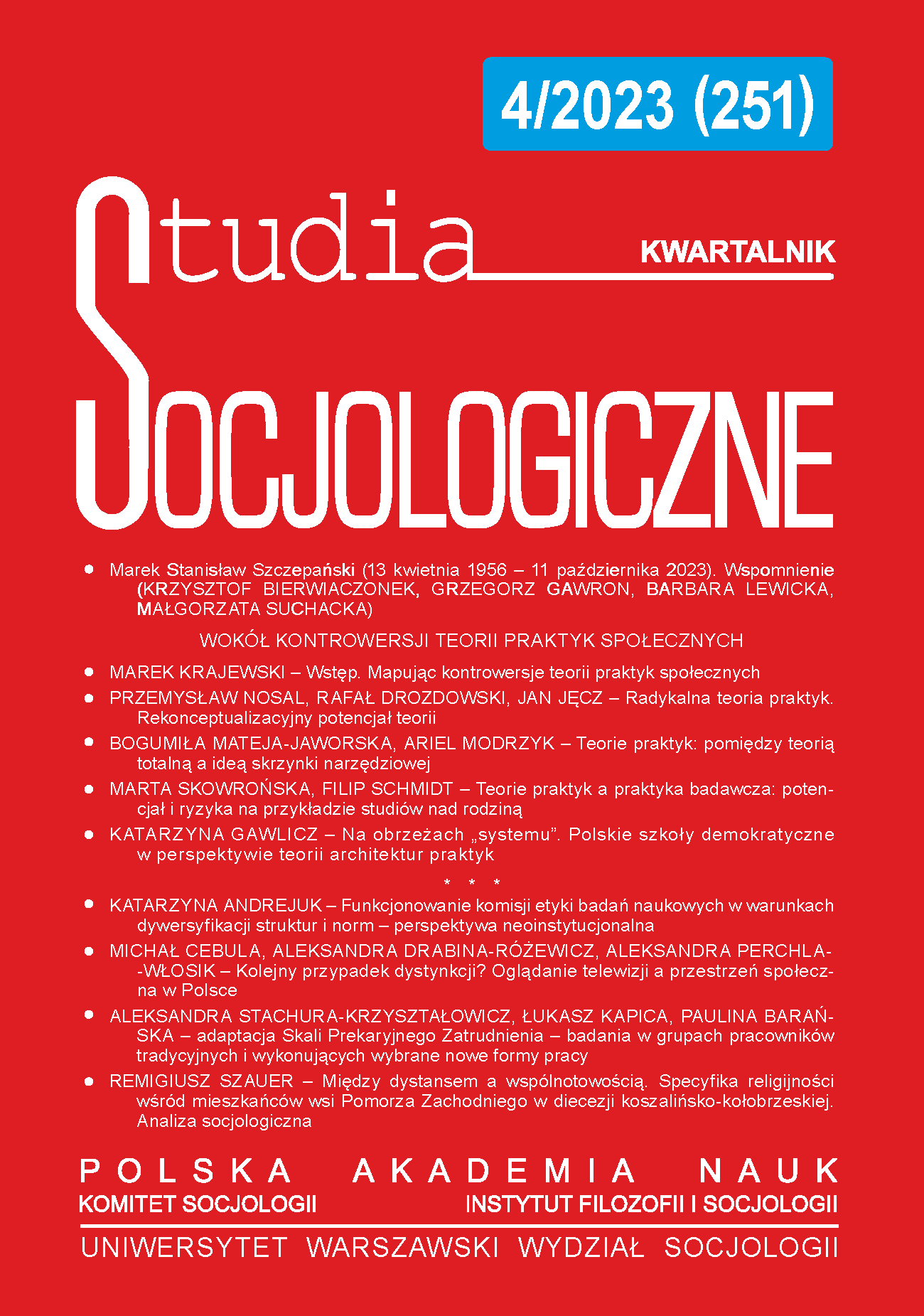 Polish Adaptation of the Precarious Employment Scale – Research in Groups of Traditional Employees and Those Performing Selected New Forms of Work Cover Image