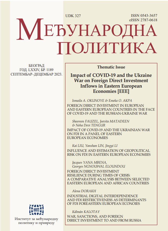 Foreign direct investment in European and Eastern European countries in the face of COVID-19 and the Russian-Ukraine War Cover Image