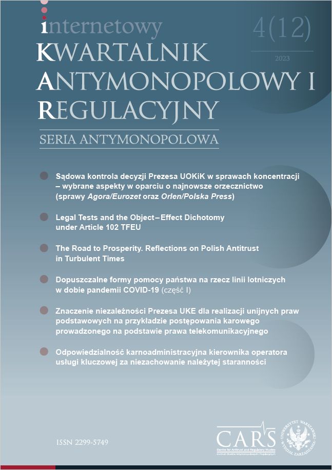 Sądowa kontrola decyzji Prezesa UOKiK
w sprawach koncentracji
–
wybrane aspekty w oparciu o najnowsze orzecznictwo
(sprawy Agora/Eurozet oraz Orlen/Polska Press)