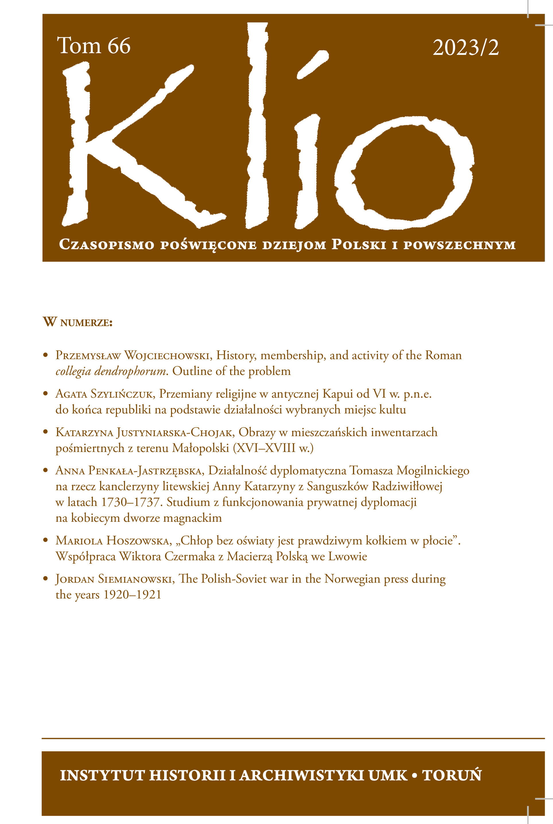 Przemiany religijne w antycznej Kapui
od VI w. p.n.e. do końca republiki
na podstawie działalności wybranych miejsc kultu