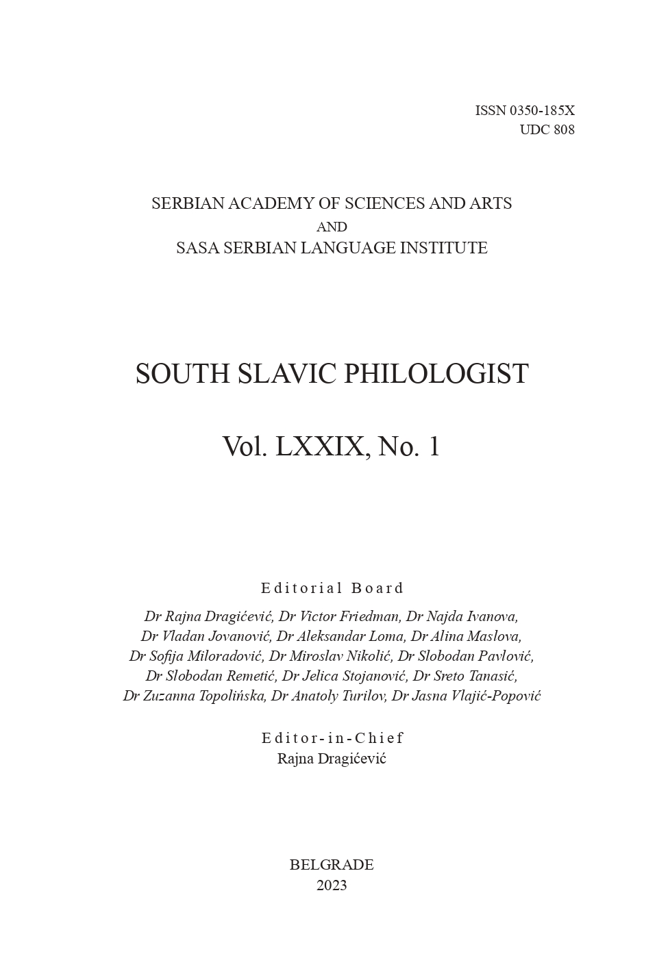 Isidora Bjelaković, Terminology in the literary languages of the Serbs 18th and 19th centuries (astronomy). Novi Sad: Matica srpska, 2022, 378 p. Cover Image