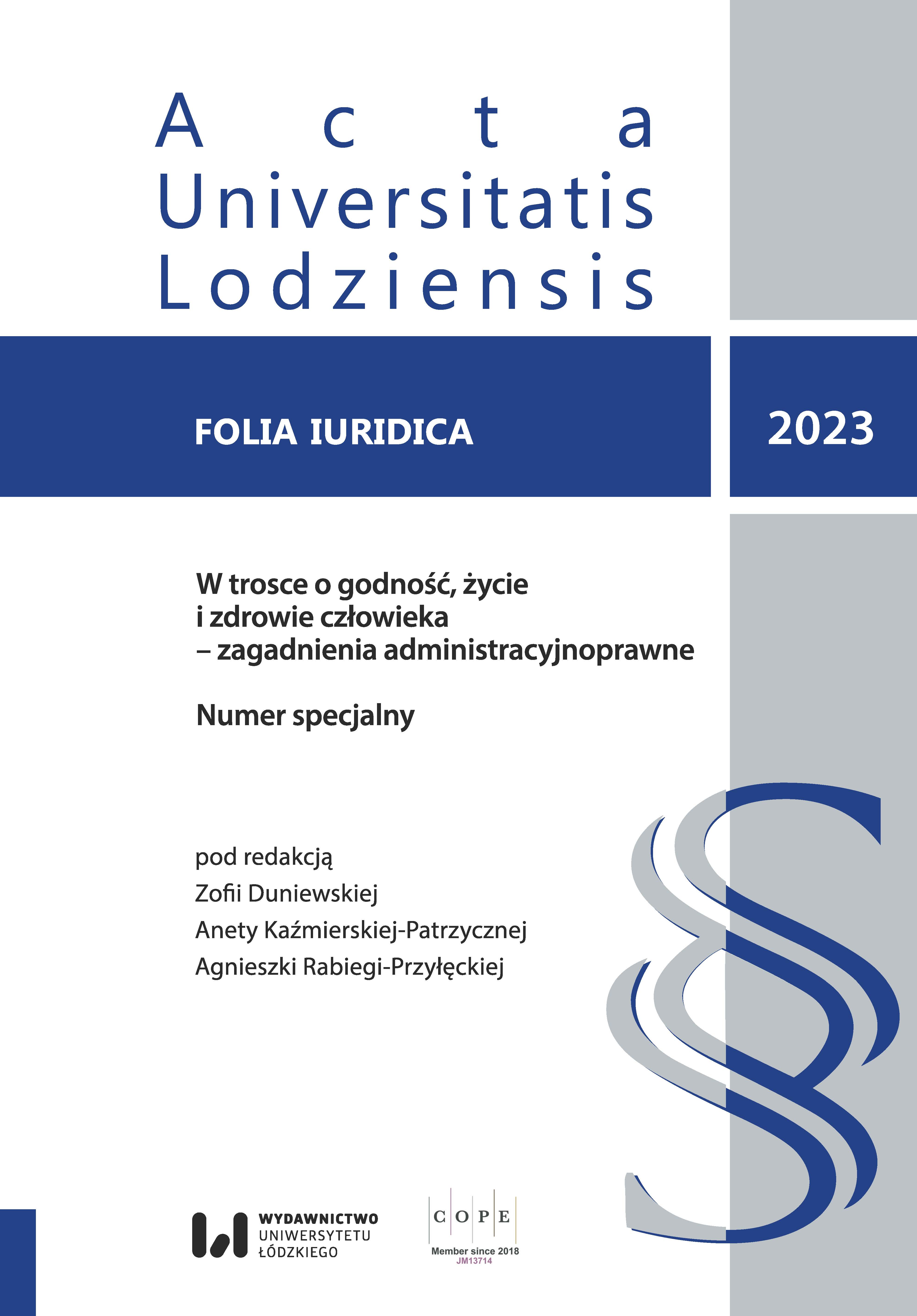 Administrative-Legal Aspects of Informatisation of the Health Care Sector in Poland. E-Health in the Era of COVID-19 Pandemic Cover Image