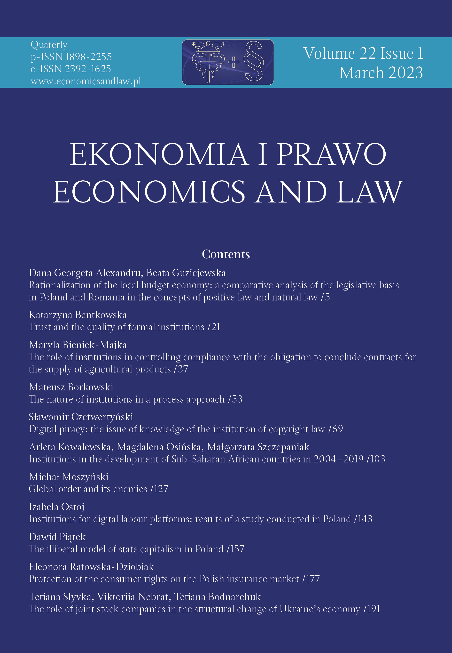 The role of institutions in controlling
compliance with the obligation
to conclude contracts for the supply
of agricultural products