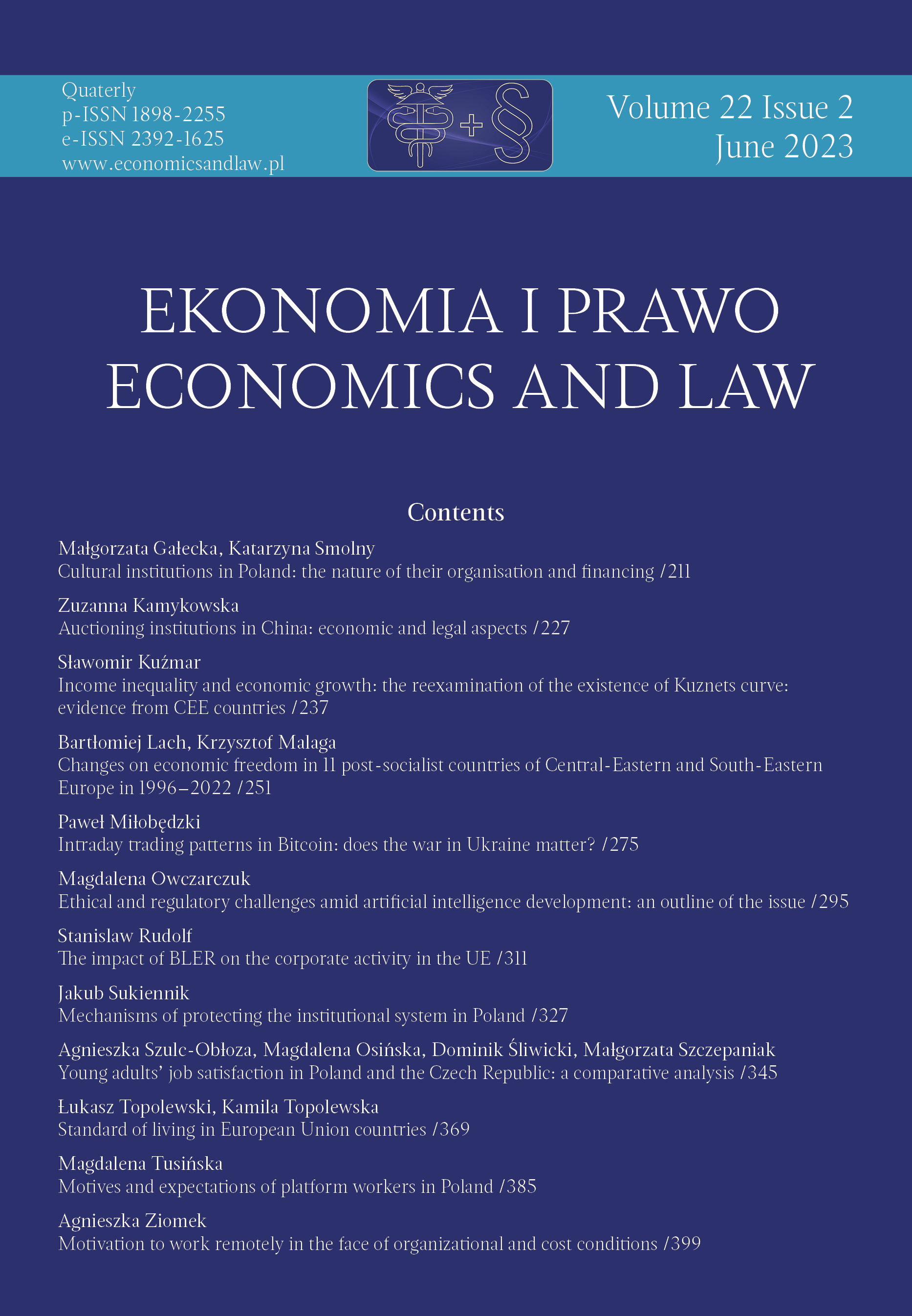 Changes on economic freedom
in 11 post-socialist countries
of Central-Eastern and South-Eastern
Europe in 1996–2022 Cover Image