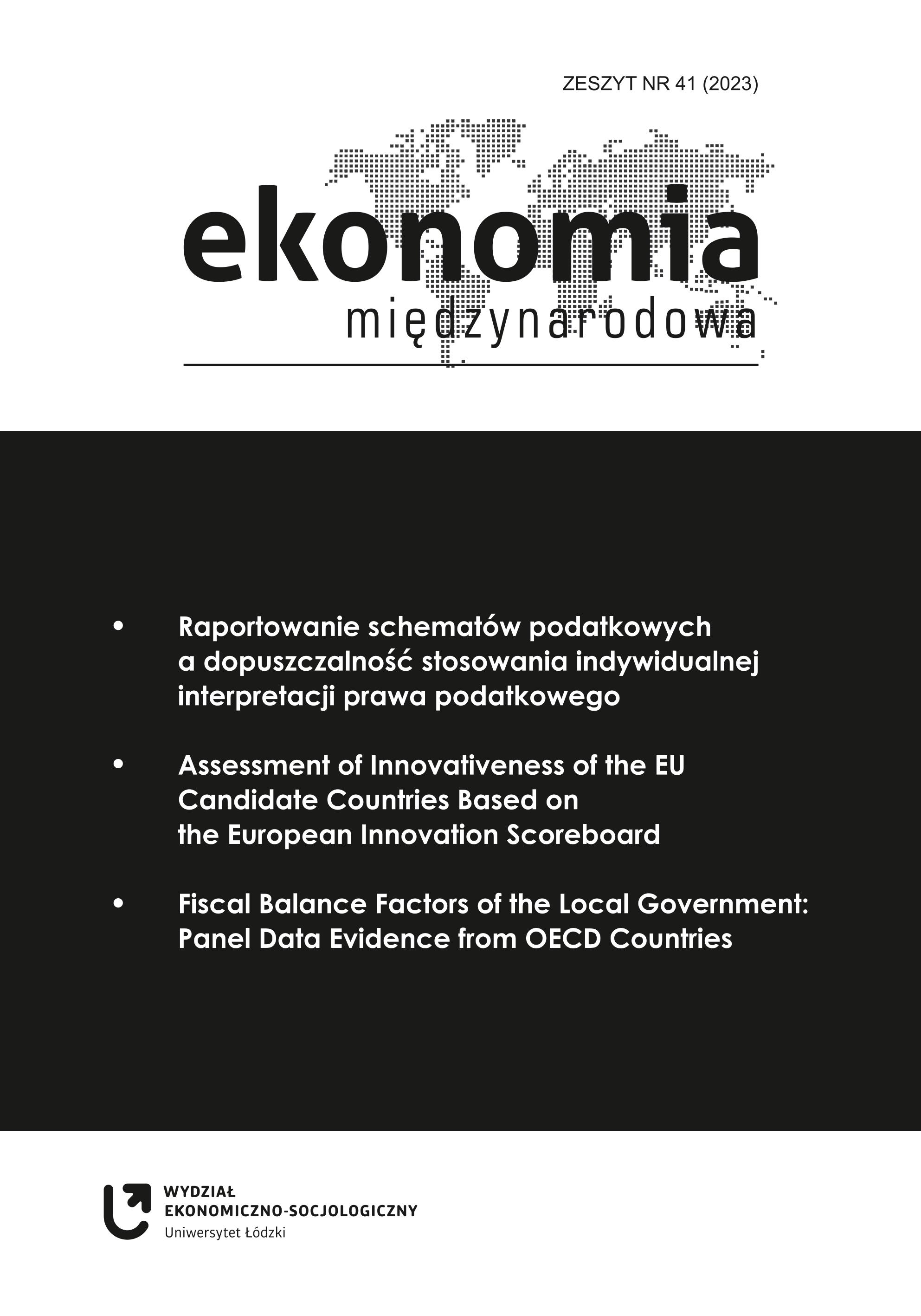 Assessment of Innovativeness of the EU Candidate Countries Based on the European Innovation Scoreboard Cover Image