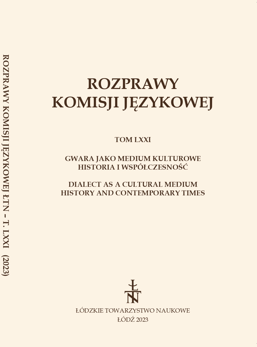 SŁOWNICTWO LUDOWE JAKO PODSTAWA DERYWACYJNA
XIX-WIECZNYCH NAZWISK PIOTRKOWA TRYBUNALSKIEGO