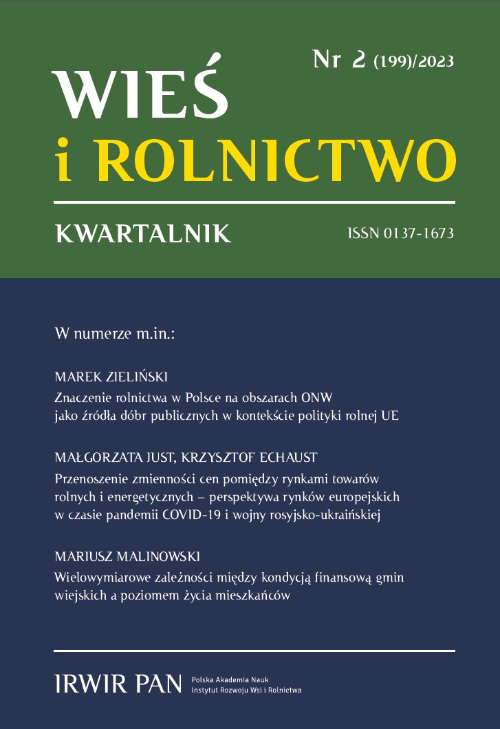 Znaczenie rolnictwa w Polsce na obszarach ONW
jako źródła dóbr publicznych w kontekście polityki
rolnej UE