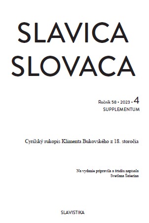 Rukopis Klimenta Bukovského z 18. storočia. Edícia prameňa