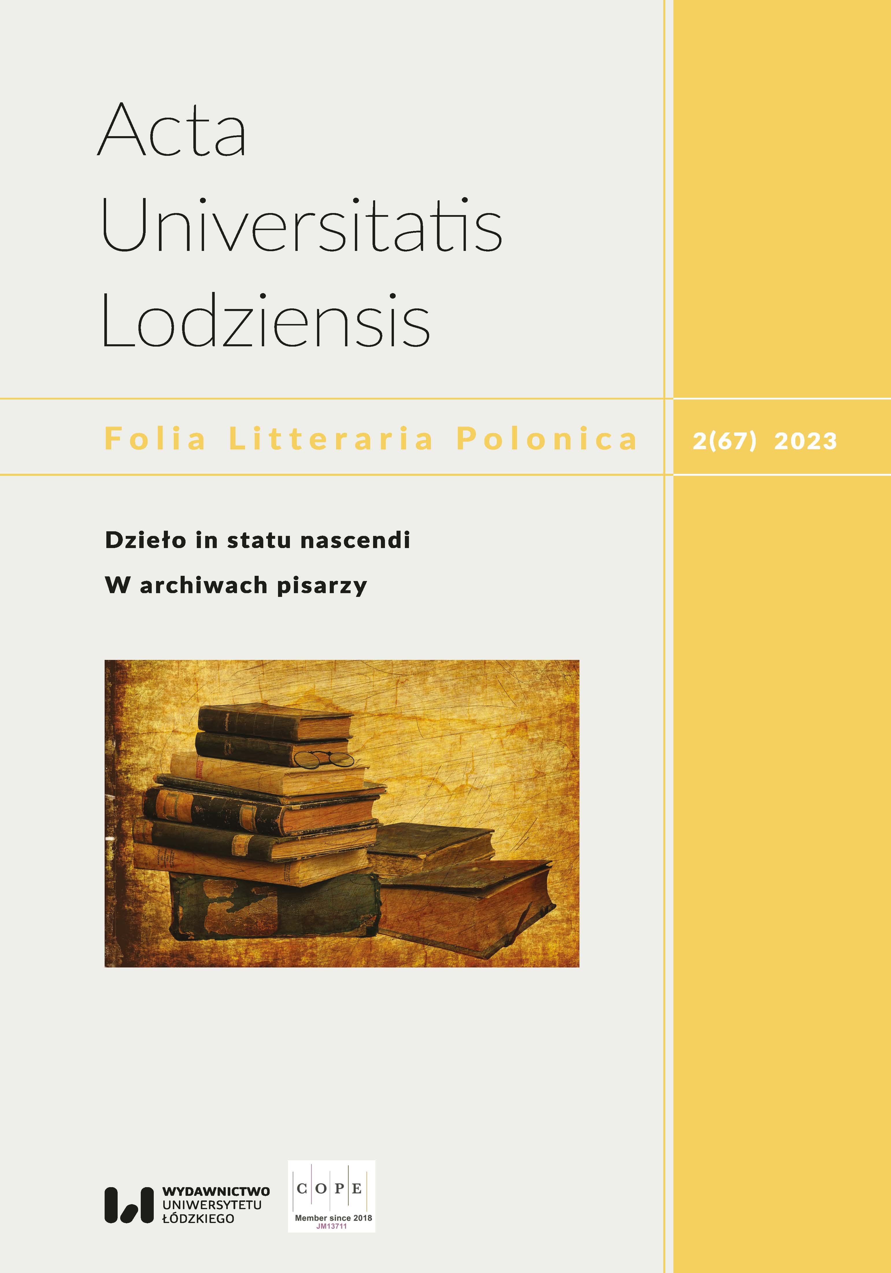 Kazimierz Sowiński’s archive. Records of his editorial, journalistic and poetic activities Cover Image