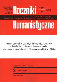 Impietas Gravissima – the Warsaw Confederation in the Papal Diplomacy’s Discourse in the Second Half of the Sixteenth Century Cover Image