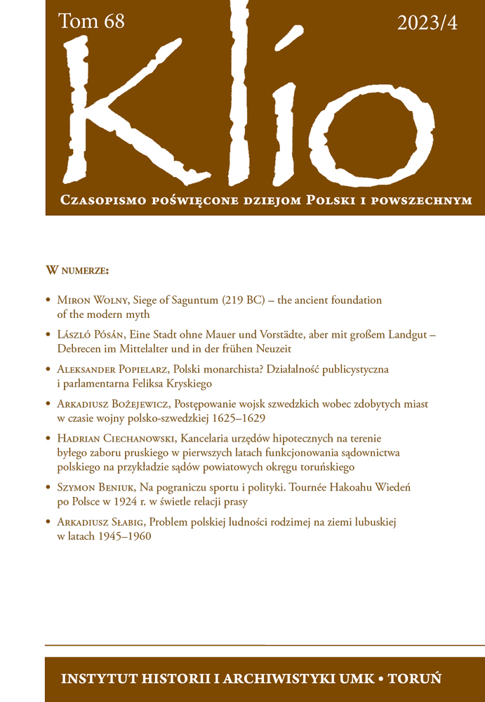 The problem of the Polish native population in the Lubusz Land in the years 1945–1960 Cover Image