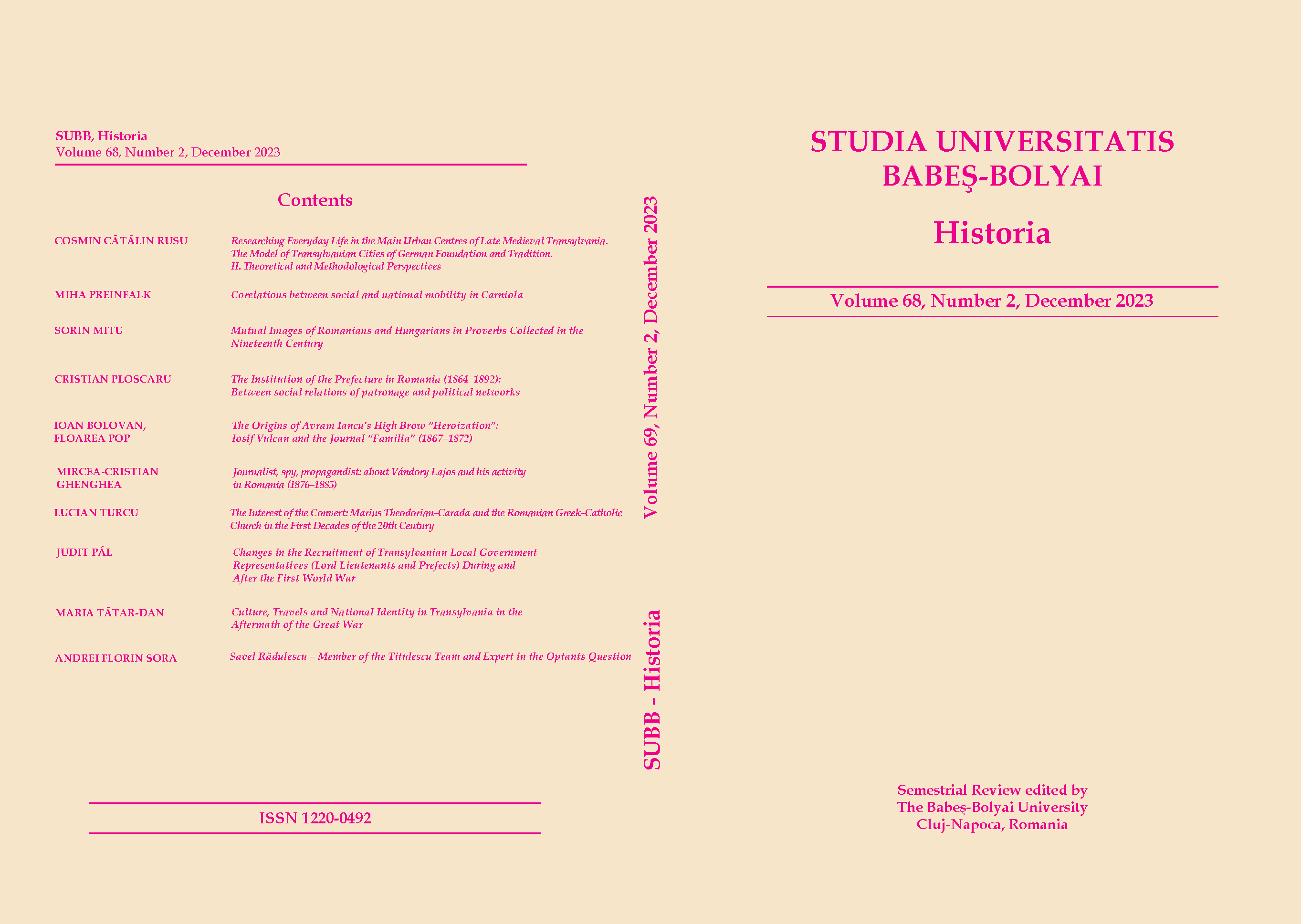 THE INTEREST OF THE CONVERT: MARIUS THEODORIAN-CARADA AND THE ROMANIAN GREEK-CATHOLIC CHURCH IN THE FIRST DECADES OF THE 20TH CENTURY Cover Image