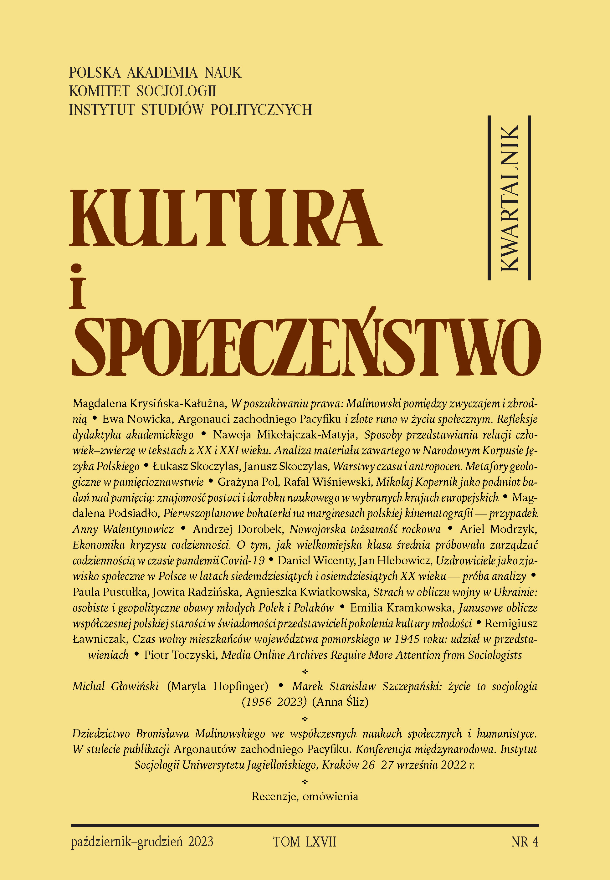 WARSTWY CZASU I ANTROPOCEN METAFORY GEOLOGICZNE W PAMIĘCIOZNAWSTWIE