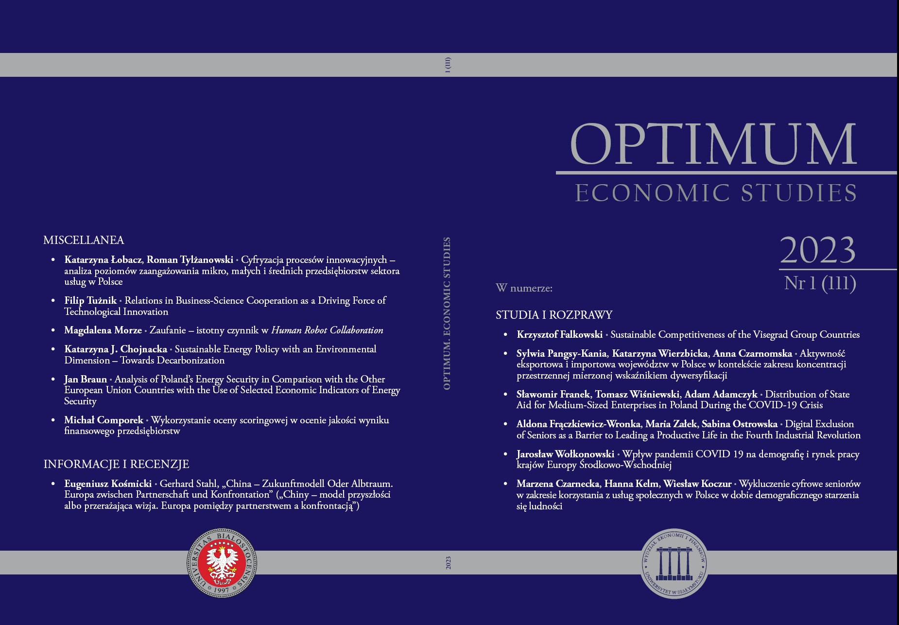 THE USE OF THE SCORING METHOD
IN THE ASSESSMENT OF EARNINGS QUALITY OF ENTERPRISES Cover Image