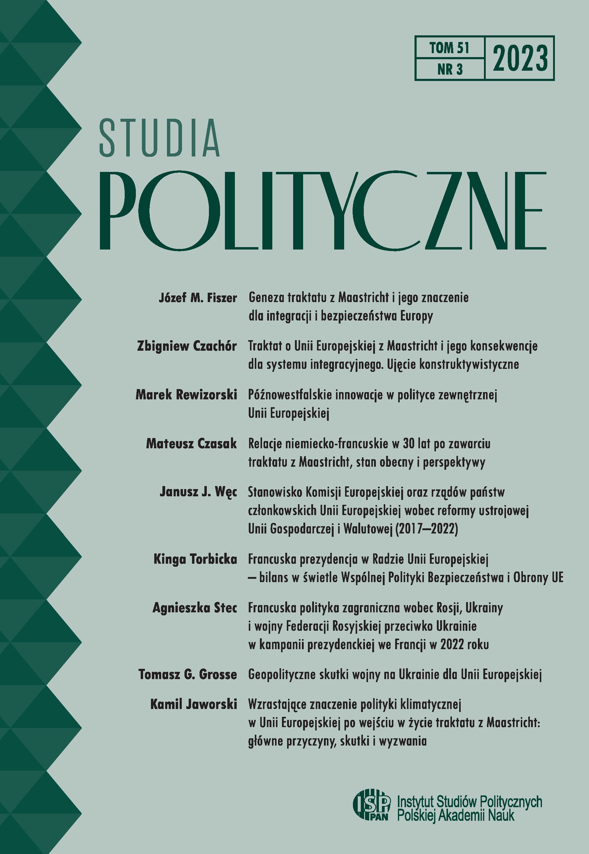 FRANCUSKA PREZYDENCJA
W RADZIE UNII EUROPEJSKIEJ
– BILANS W ŚWIETLE WSPÓLNEJ POLITYKI BEZPIECZEŃSTWA I OBRONY UE